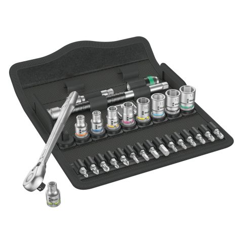 Wera 05004018001 8100 SA 8 Zyklop Metal-ratelset, omschakelpal, 1/4"-aandrijving, metrisch, 28‑delig