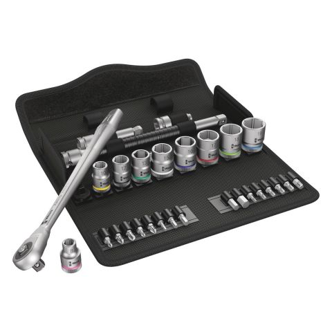 Wera 05004047001 8100 SB 7 Zyklop Metal-ratelset doorsteekvierkant, 3/8"-aandrijving, metrisch, 29‑delig