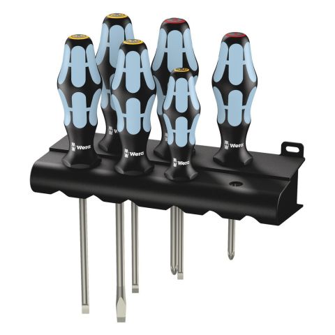 Wera 05032060001 3334/6 Schroevendraaier-set, RVS + houder, 6‑delig