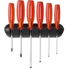 Schroevendraaierset 6-delig sleuf PH in wandhouder Multicraft PB Swiss Tools