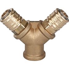 Verdeler 2-voudig, messing met 2 koppelingenNW7,2, BI G1/4" RIEGLER