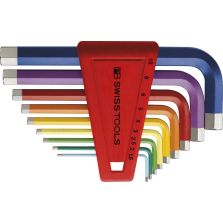 Haakse inbussleutelset in kunststof box 9-delig 1,5-10mm Rainbow PB Swiss Tools