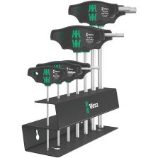 T-greep schroevendraaier-set in houder 7-delig 2,5-10mm hold-functie en bithouder Wera