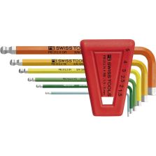 Inbussleutel- set in kunststof houder 6-delig 1,5-5mm zwart kogelkop PBSwiss Tools