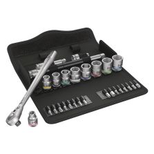 Wera 05004048001 8100 SB 8 Zyklop Metal-ratelset, omschakelpal, 3/8"-aandrijving, metrisch, 29‑delig