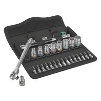 Wera 05004017001 8100 SA 7 Zyklop Metal-ratelset doorsteekvierkant, 1/4"-aandrijving, metrisch, 28‑delig