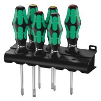 Wera 05105622001 335/350/355/6 Schroevendraaierset Kraftform Plus Lasertip + houder, 6‑delig