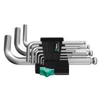 Wera 05133163001 950/9 Hex-Plus 3 Stiftsleutelset, metrisch, verchroomd, 9‑delig